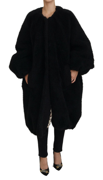Black Cashmere Blend Faux Fur Coat Jacket Black Cashmere Blend Faux Fur Coat Jacket
