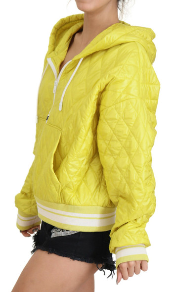 Dolce & Gabbana Yellow Nylon Quilted Hooded Pullover Jacket Dolce & Gabbana Yellow Nylon Quilted Hooded Pullover Jacket