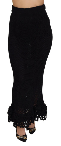 Dolce & Gabbana Black Knitted Cotton High Waist Mermaid Skirt Dolce & Gabbana Black Knitted Cotton High Waist Mermaid Skirt