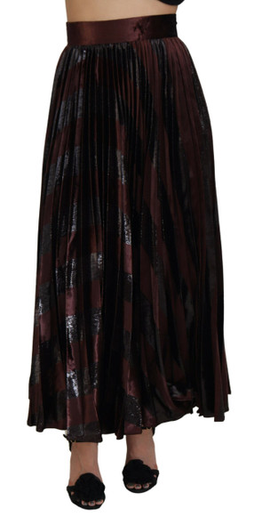 Dolce & Gabbana Brown Polyester High Waist A-line Maxi Skirt Dolce & Gabbana Brown Polyester High Waist A-line Maxi Skirt
