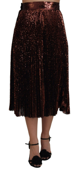 Dolce & Gabbana Bronze Sequined High Waist A-line Maxi Skirt Dolce & Gabbana Bronze Sequined High Waist A-line Maxi Skirt