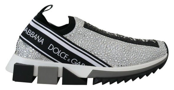 Dolce & Gabbana Silver Rhinestones Sorrento Sneakers Shoes Dolce & Gabbana Silver Rhinestones Sorrento Sneakers Shoes