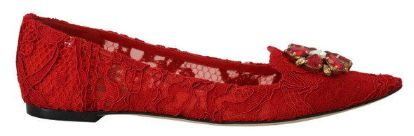 Dolce & Gabbana Red Taormina Crystals Loafers Flats Shoes Dolce & Gabbana Red Taormina Crystals Loafers Flats Shoes