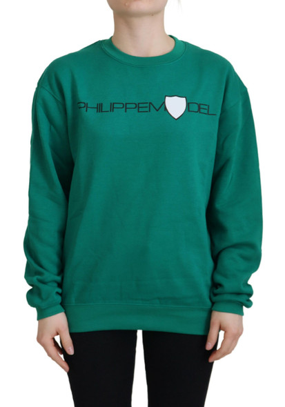 Philippe Model Green Printed Long Sleeves Pullover Sweater Philippe Model Green Printed Long Sleeves Pullover Sweater