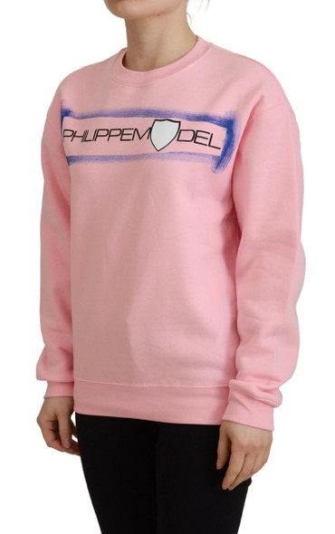 Pink Printed Long Sleeves Pullover Sweater Pink Printed Long Sleeves Pullover Sweater