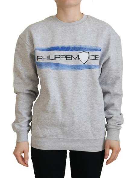 Gray Printed Long Sleeves Pullover Sweater Gray Printed Long Sleeves Pullover Sweater