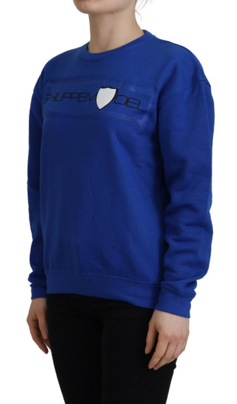 Blue Printed Long Sleeves Pullover Sweater Blue Printed Long Sleeves Pullover Sweater