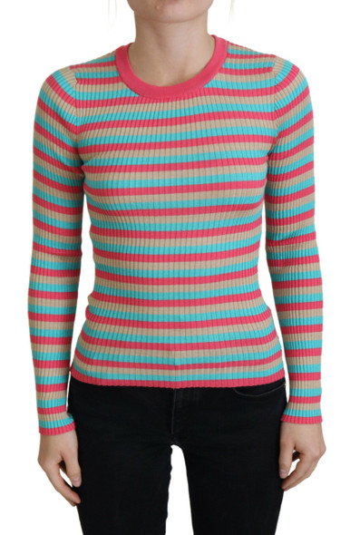Multicolor Crewneck Pullover Silk Sweater Multicolor Crewneck Pullover Silk Sweater