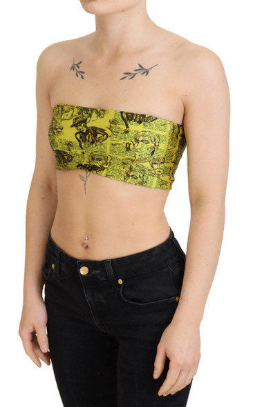 John Galliano Yellow Newspaper Print Cropped Blouse John Galliano Yellow Newspaper Print Cropped Blouse