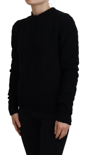 Black Wool Knit Crewneck Pullover Sweater Black Wool Knit Crewneck Pullover Sweater