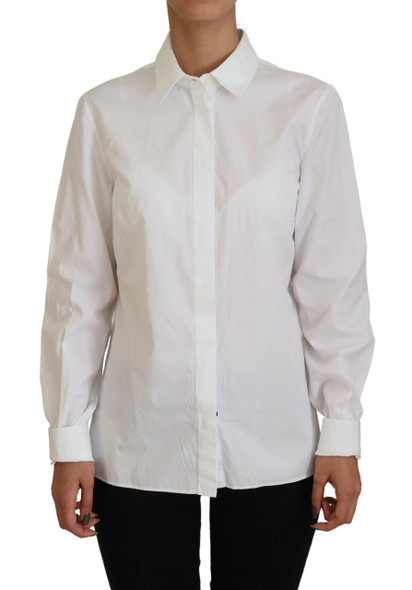 Dolce & Gabbana White Cotton Collared Long Sleeves Formal Top Dolce & Gabbana White Cotton Collared Long Sleeves Formal Top