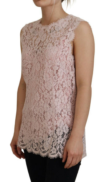 Dolce & Gabbana Pink Floral Lace Sleeveless Tank Blouse Top TSH83784 Dolce & Gabbana Pink Floral Lace Sleeveless Tank Blouse Top TSH83784