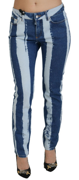 Cobalt Blue Stripes Skinny Denim Cotton Jeans Cobalt Blue Stripes Skinny Denim Cotton Jeans