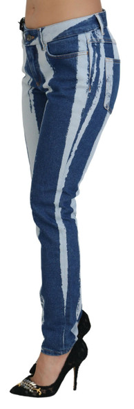 Cobalt Blue Stripes Skinny Denim Cotton Jeans Cobalt Blue Stripes Skinny Denim Cotton Jeans