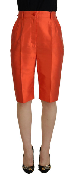 Dolce & Gabbana Orange Silk High Waist Cropped Pants Dolce & Gabbana Orange Silk High Waist Cropped Pants
