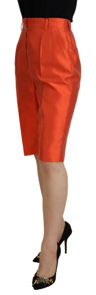 Dolce & Gabbana Orange Silk High Waist Cropped Pants Dolce & Gabbana Orange Silk High Waist Cropped Pants