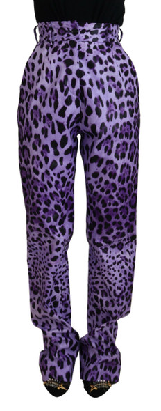 Dolce & Gabbana Purple Leopard Print High Waist Pants Dolce & Gabbana Purple Leopard Print High Waist Pants