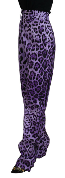 Dolce & Gabbana Purple Leopard Print High Waist Pants Dolce & Gabbana Purple Leopard Print High Waist Pants