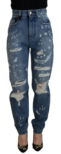 Dolce & Gabbana Blue Tattered Skinny Denim Cotton Jeans Dolce & Gabbana Blue Tattered Skinny Denim Cotton Jeans
