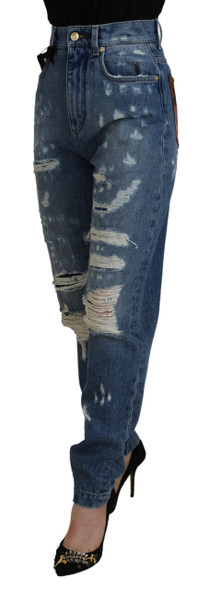 Dolce & Gabbana Blue Tattered Skinny Denim Cotton Jeans Dolce & Gabbana Blue Tattered Skinny Denim Cotton Jeans
