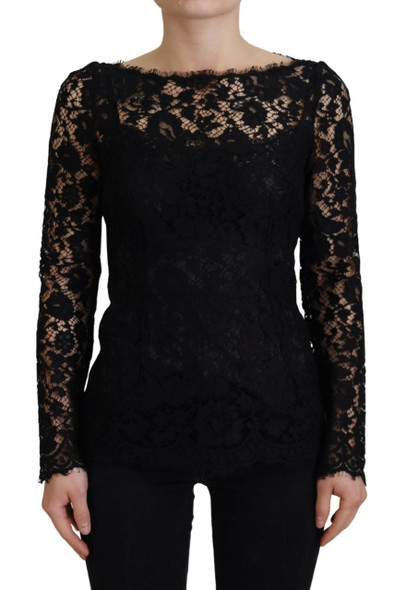 Black Cotton Lace Trim Long Sleeves Top Black Cotton Lace Trim Long Sleeves Top