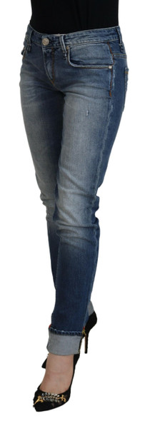 Acht Blue Washed Cotton Low Waist Women Casual Jeans Acht Blue Washed Cotton Low Waist Women Casual Jeans