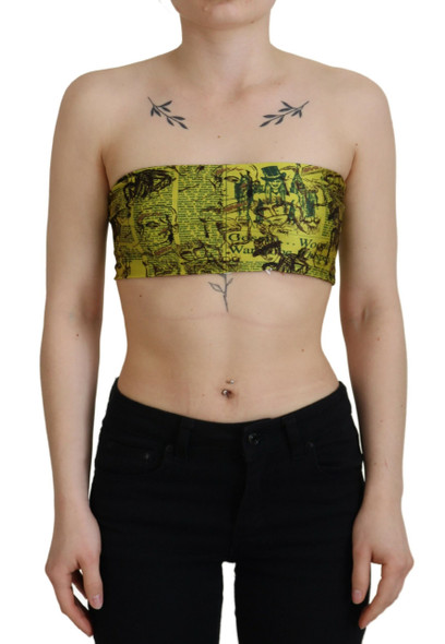 Yellow Graphic Print Nylon Strapless Cropped Top Yellow Graphic Print Nylon Strapless Cropped Top