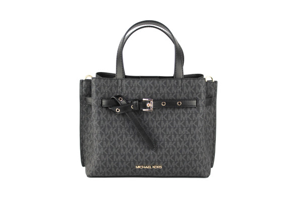 Michael Kors Emilia Small Black Signature PVC Satchel Crossbody Handbag Purse Michael Kors Emilia Small Black Signature PVC Satchel Crossbody Handbag Purse