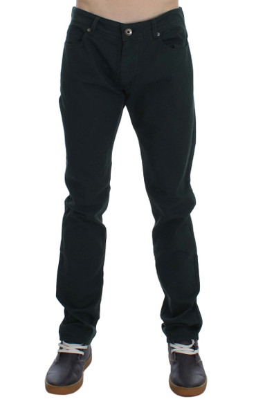 Ermanno Scervino Green Cotton Denim Stretch Straight Fit Jeans Ermanno Scervino Green Cotton Denim Stretch Straight Fit Jeans