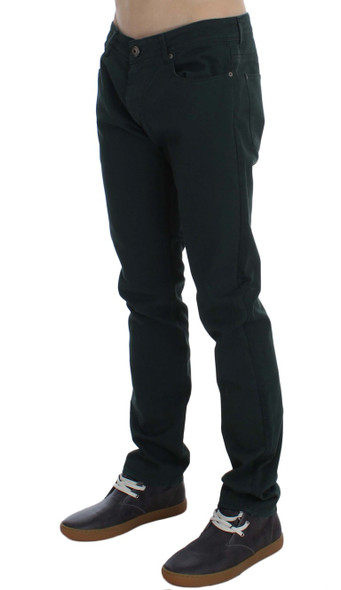 Ermanno Scervino Green Cotton Denim Stretch Straight Fit Jeans Ermanno Scervino Green Cotton Denim Stretch Straight Fit Jeans