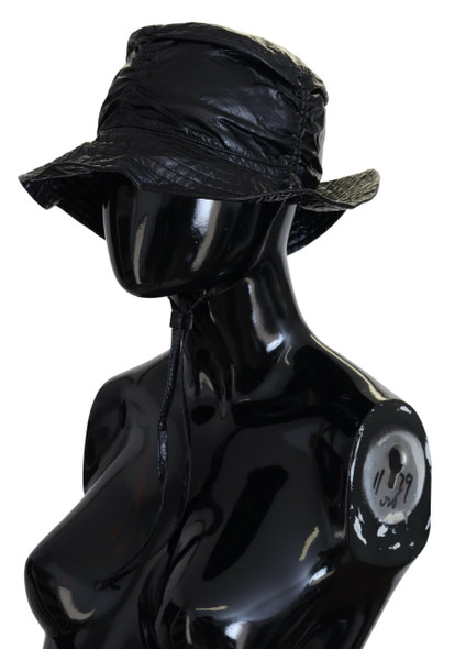 Black Quilted Faux Leather Women Bucket Cap Hat HAT9468 Black Quilted Faux Leather Women Bucket Cap Hat HAT9468
