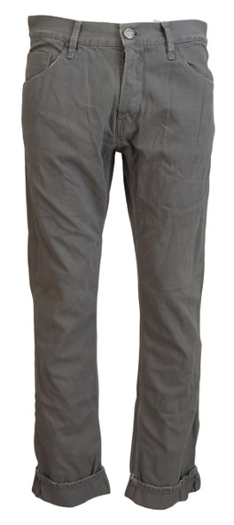 Acht Gray Cotton Straight Fit Folded Hem Casual Denim Jeans Acht Gray Cotton Straight Fit Folded Hem Casual Denim Jeans