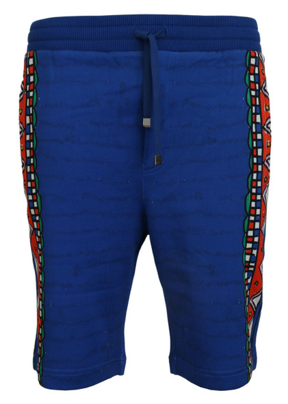Dolce & Gabbana Blue Cotton Printed Bermuda Shorts Dolce & Gabbana Blue Cotton Printed Bermuda Shorts