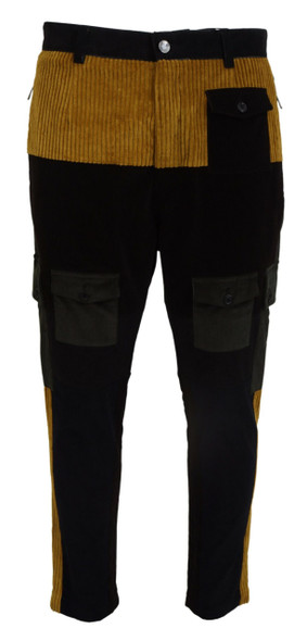 Dolce & Gabbana Black Yellow Cotton Men Pants Dolce & Gabbana Black Yellow Cotton Men Pants