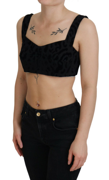 Dolce & Gabbana Black Leopard Cropped Bustier Corset Bra Top Dolce & Gabbana Black Leopard Cropped Bustier Corset Bra Top
