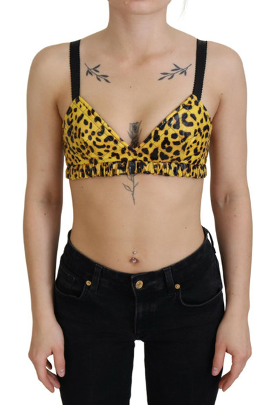 Dolce & Gabbana Yellow Leopard Cropped Bustier Corset Bra Top Dolce & Gabbana Yellow Leopard Cropped Bustier Corset Bra Top