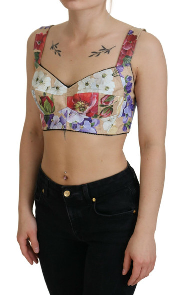 Dolce & Gabbana Multicolor Floral Cropped Bustier Corset Top Dolce & Gabbana Multicolor Floral Cropped Bustier Corset Top