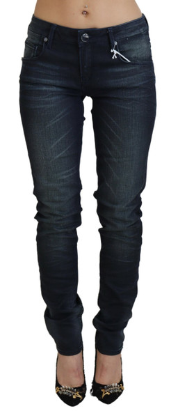 Acht Blue Washed Low Waist Slim Fit Cotton Denim Jeans Acht Blue Washed Low Waist Slim Fit Cotton Denim Jeans