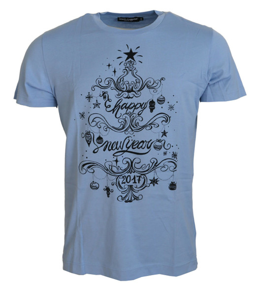 Light Blue Happy New Year 2017 Cotton T-shirt Light Blue Happy New Year 2017 Cotton T-shirt
