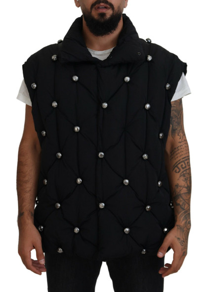 Black Sleeveless DG Metal Embellishment Jacket Black Sleeveless DG Metal Embellishment Jacket