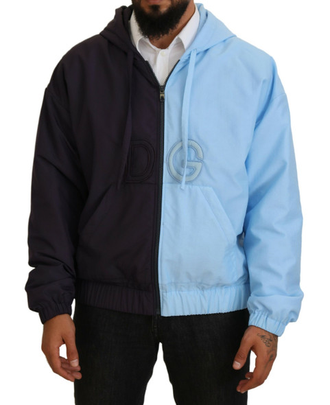 Black Blue DG Hooded Full Zip Men Jacket Black Blue DG Hooded Full Zip Men Jacket
