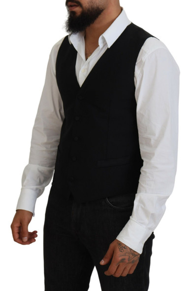 Dolce & Gabbana Black Virgin Wool Waistcoat Formal Vest Dolce & Gabbana Black Virgin Wool Waistcoat Formal Vest