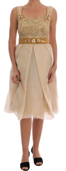 Gold Silk Crystal Embellished Dress Gold Silk Crystal Embellished Dress