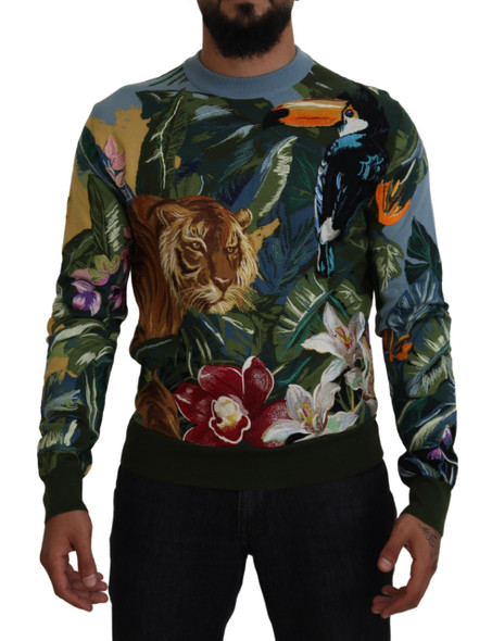 Dolce & Gabbana Multicolor Jungle Wool Pullover Logo Sweater Dolce & Gabbana Multicolor Jungle Wool Pullover Logo Sweater