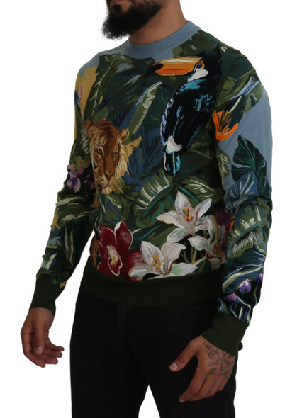 Dolce & Gabbana Multicolor Jungle Wool Pullover Logo Sweater Dolce & Gabbana Multicolor Jungle Wool Pullover Logo Sweater