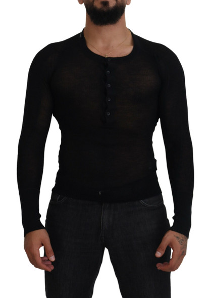 Black Cashmere Button Pullover Sweater Black Cashmere Button Pullover Sweater