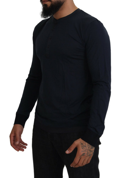 Dolce & Gabbana Blue Cotton Button Crewneck Pullover Sweater Dolce & Gabbana Blue Cotton Button Crewneck Pullover Sweater