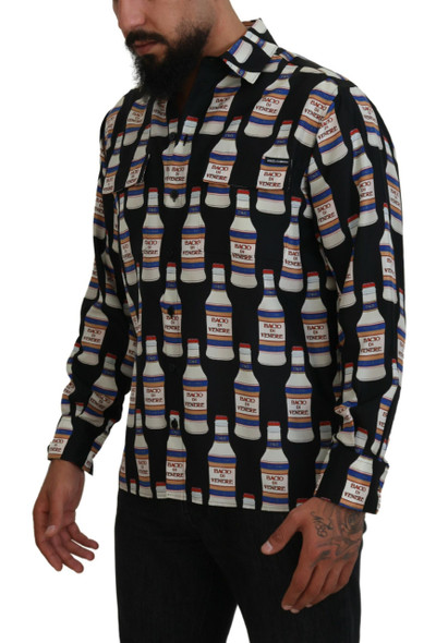 Dolce & Gabbana Black Silk Printed Collared Men Casual Shirt Dolce & Gabbana Black Silk Printed Collared Men Casual Shirt