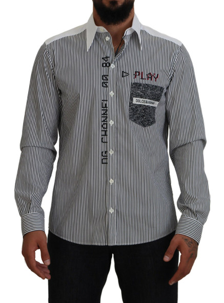 Black White Striped Printed Casual Cotton Shirt Black White Striped Printed Casual Cotton Shirt
