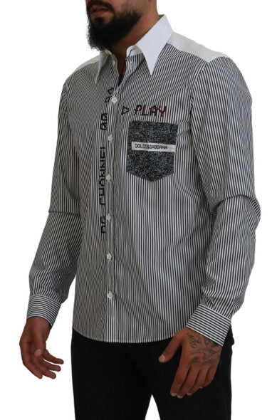 Black White Striped Printed Casual Cotton Shirt Black White Striped Printed Casual Cotton Shirt